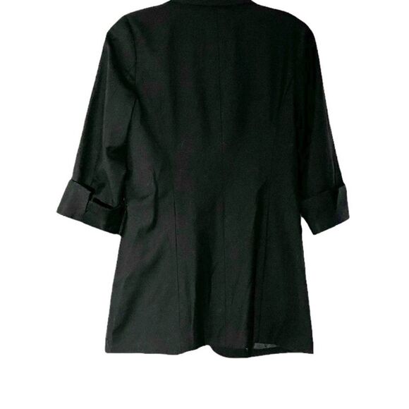 Aqua Womens Black 3/4 Sleeve Blazer Single Button Wool Blend Jacket Size Small - Picture 2 of 11